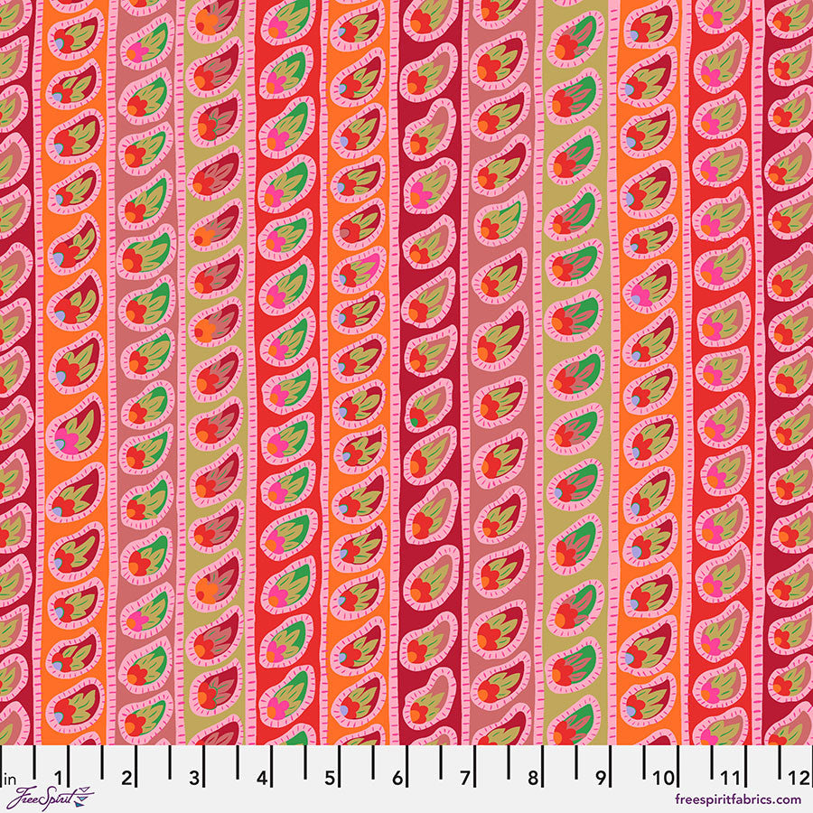 KAFFE: FROM THE ARCHIVES Paisley Stripe - Red Yardage
