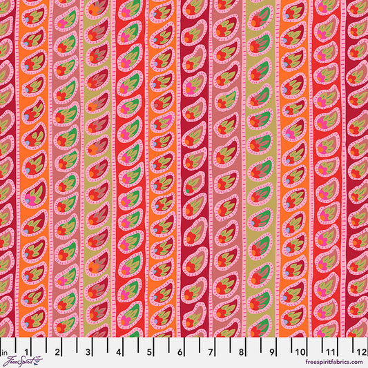 KAFFE: FROM THE ARCHIVES Paisley Stripe - Red Yardage