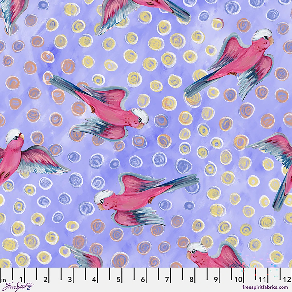BIRDS OF A FEATHER Galahs Lavender Yardage