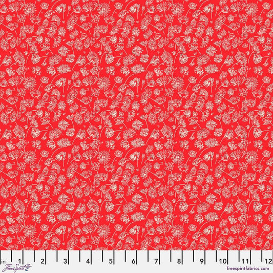 VIBRANT BOTANICA Mini Daisies - Scarlet Yardage