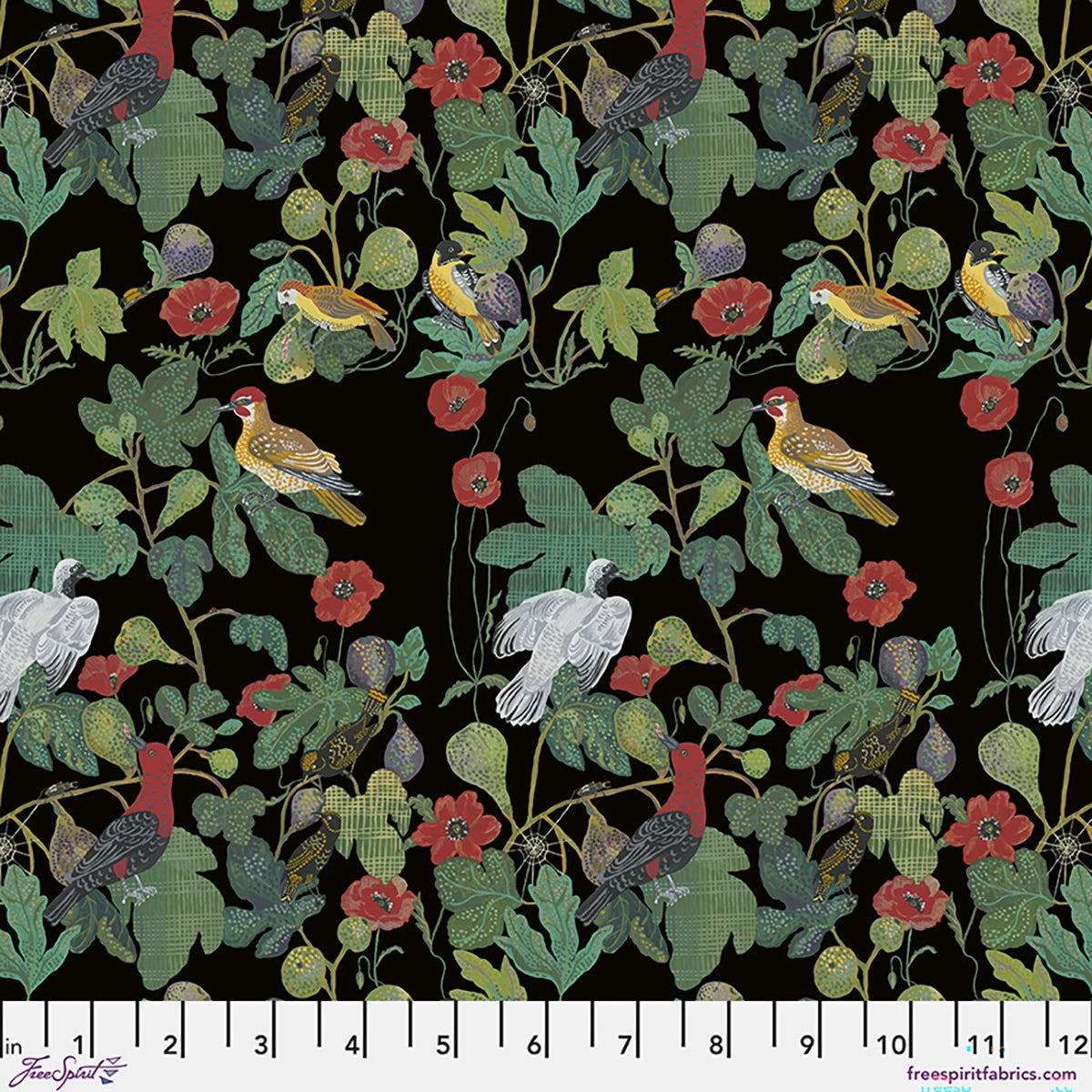 LAST FALL IN JAPAN Birds in the Fig Tree Black Yardage
