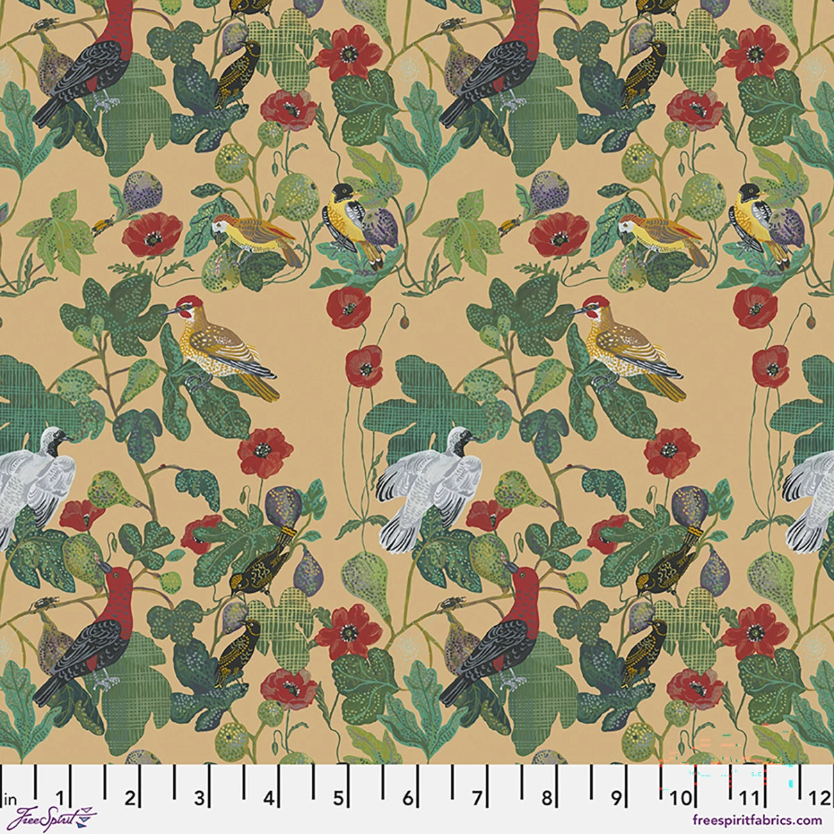 LAST FALL IN JAPAN Birds in the Fig Tree Multi Yardage