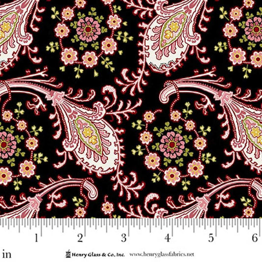 CANDLELIGHT & ROMANCE Paisley Black 118" Wide Back Yardage