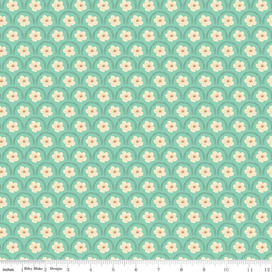 SOUTHERN CHARM Peach Blossoms Mint Yardage