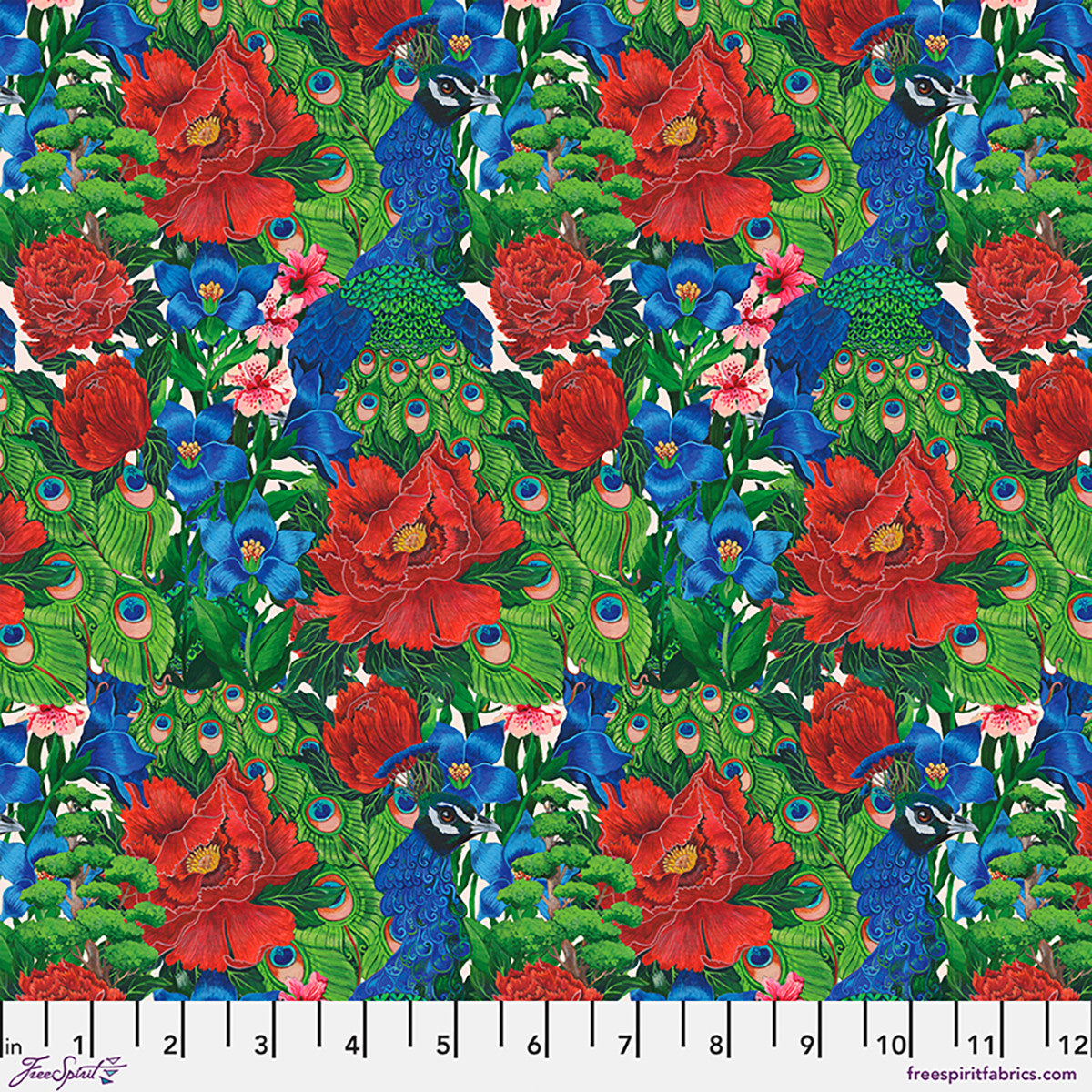 SECRET GARDEN Peacock Blue Yardage