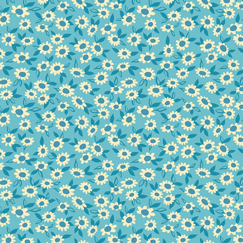 STAY GOLD Turquoise Morning Daisy Flower Yardage