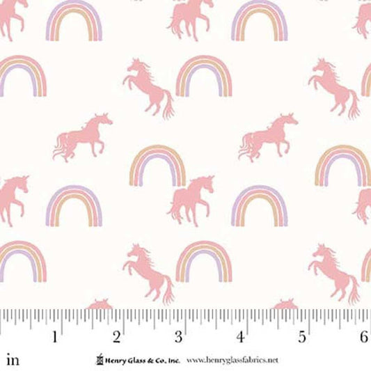 MY DARLING UNICORN Rainbows and Unicorns Pink Yardage