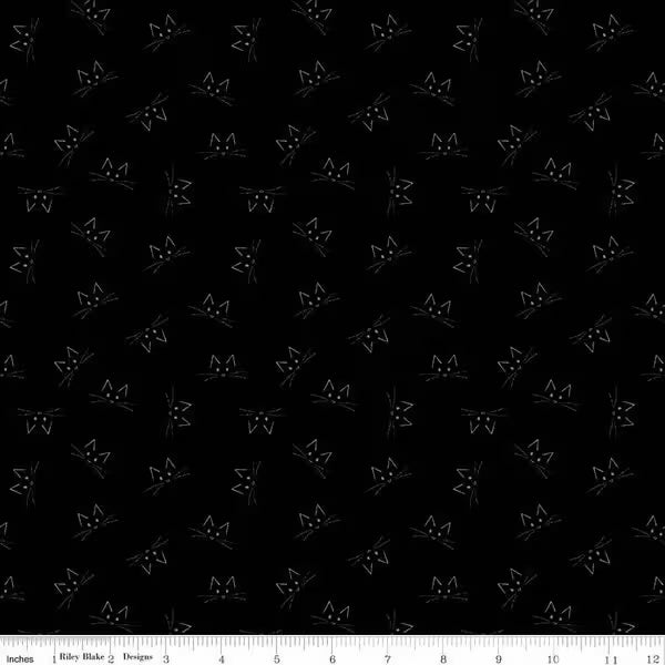1yd Riley Blake Blackout Cat Faces Remnant