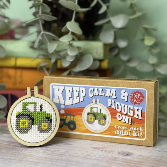 Keep Calm and Plough On! Mini Matchbox Cross Stitch Kit