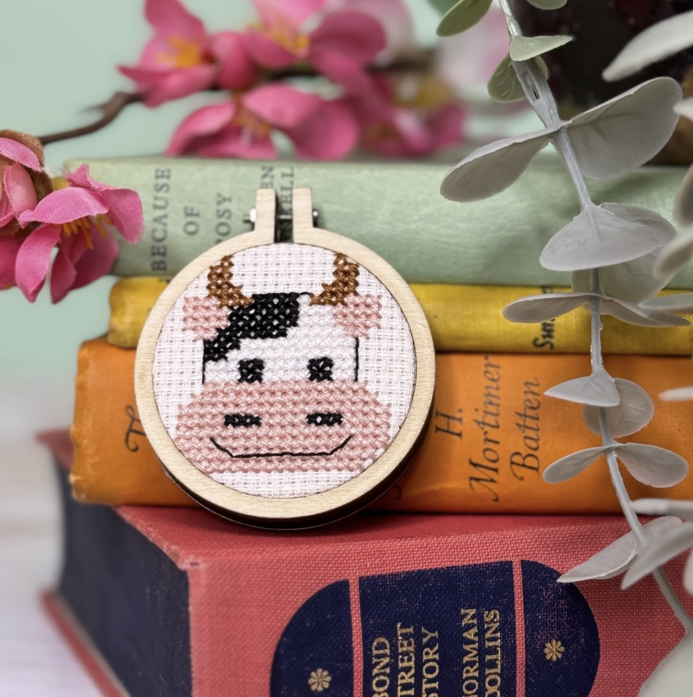 Moody Cow! Mini Matchbox Cross Stitch Kit