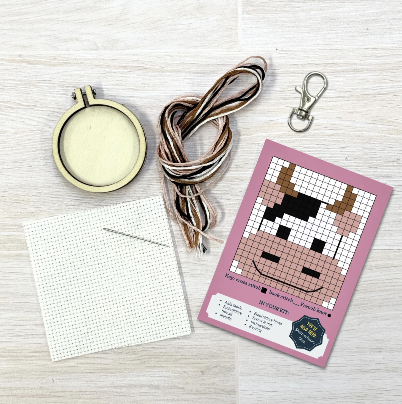 Moody Cow! Mini Matchbox Cross Stitch Kit