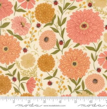 LADYBUG Whimsy Metal- Eggshell Zinnias
