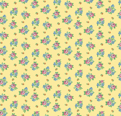 Traditional 30's Scattered Floral Yellow