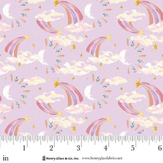 MY DARLING UNICORN Shooting Stars and Clouds Lavender Yardage