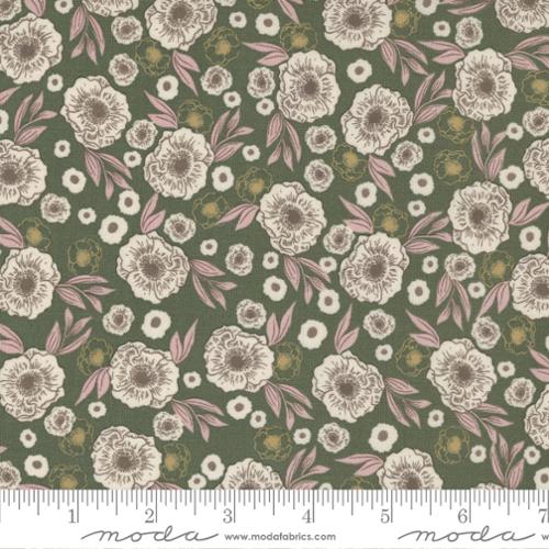 SLOW STROLL Pine Last Bloom Floral Yardage