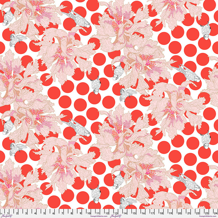 BLOSTMA & SONG Spotty Peony Vermilion Yardage