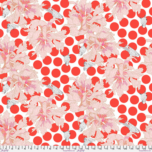 BLOSTMA & SONG Spotty Peony Vermilion Yardage