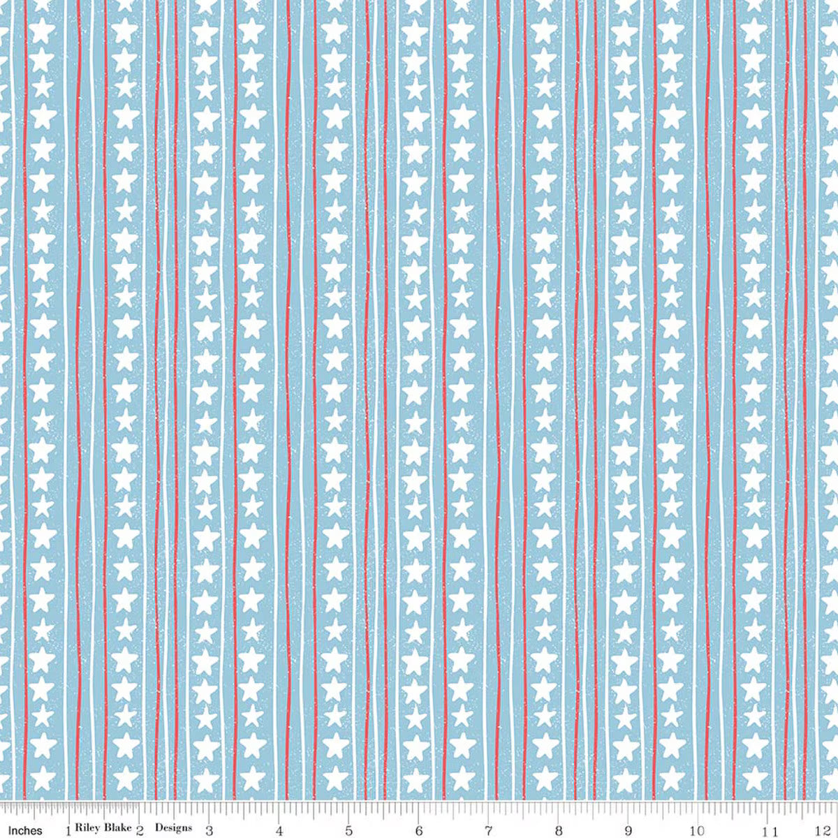 FIREWORK FIELDS Stars and Stripes Blue Yardage