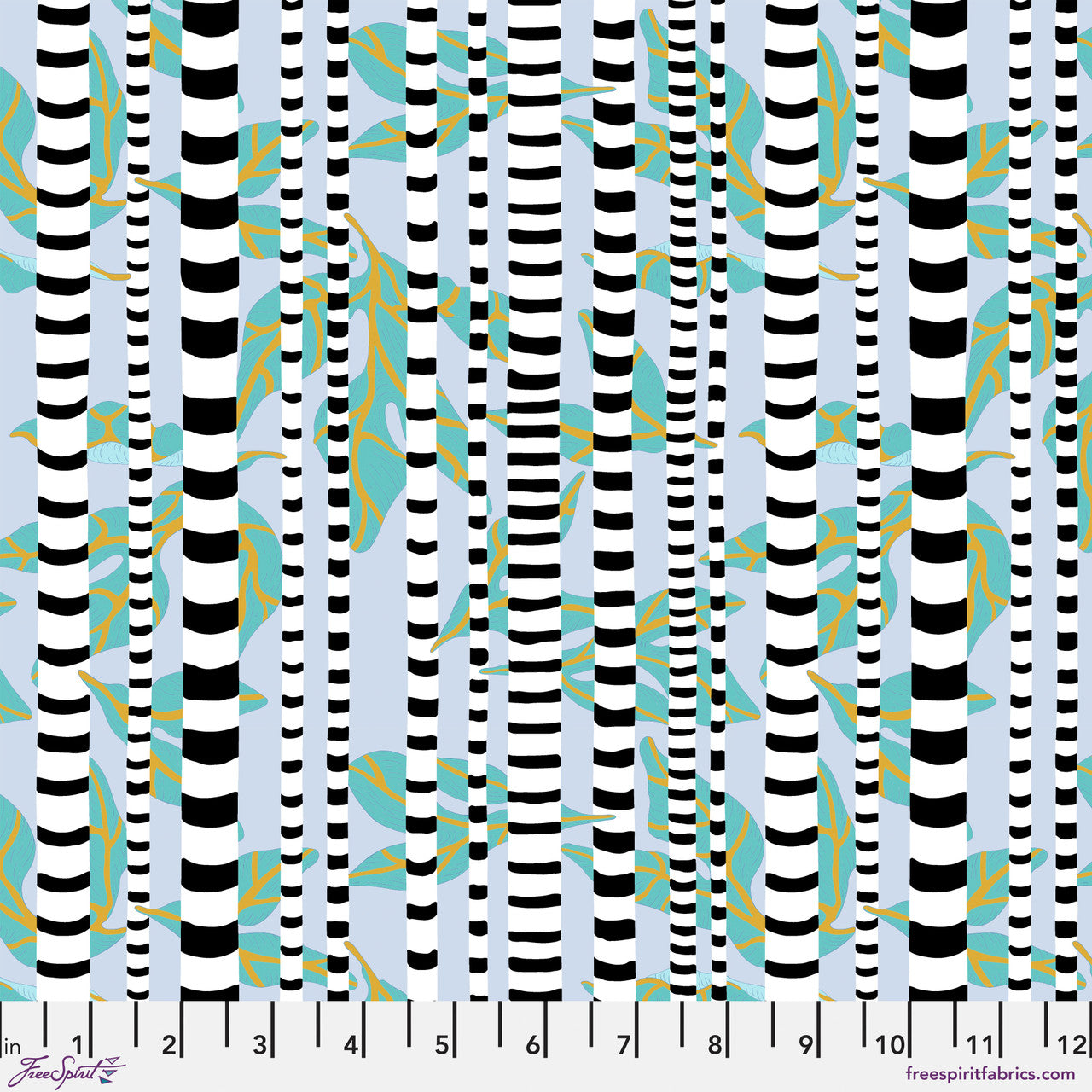 BLOSTMA & SONG Stem Lemonade Turquoise Yardage