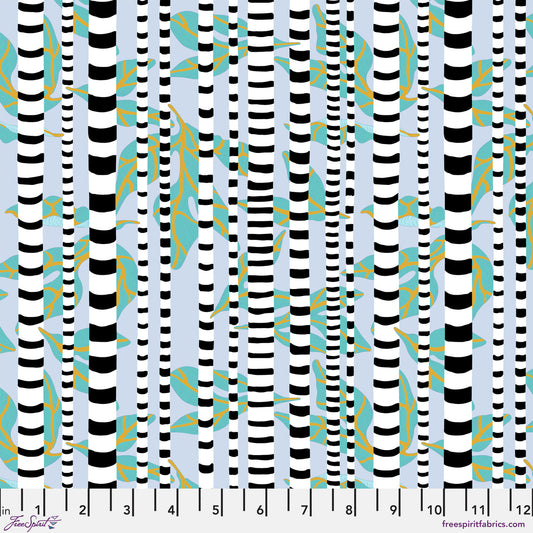 BLOSTMA & SONG Stem Lemonade Turquoise Yardage