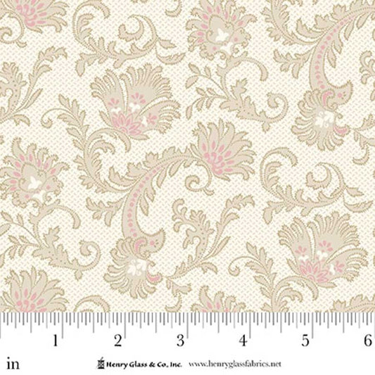 CANDLELIGHT & ROMANCE Stylized Floral Sprays Cream 118" Wide Back Yardage