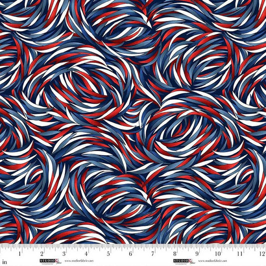 TEMPEST 108” Swirl Patriotic Wide Back Yardage