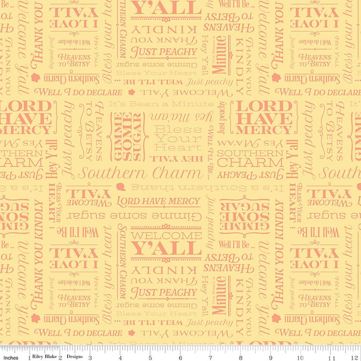 SOUTHERN CHARM Text Yellow Yardage