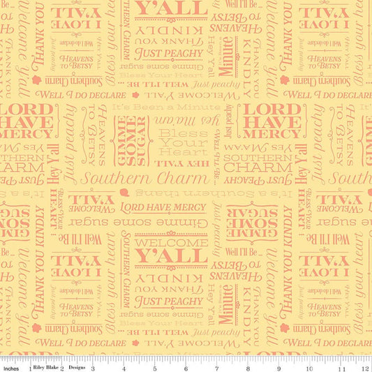 SOUTHERN CHARM Text Yellow Yardage