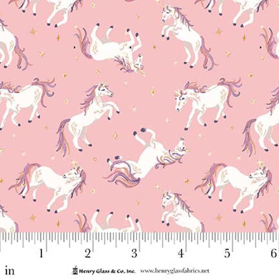 MY DARLING UNICORN Tossed Unicorns Pink Yardage