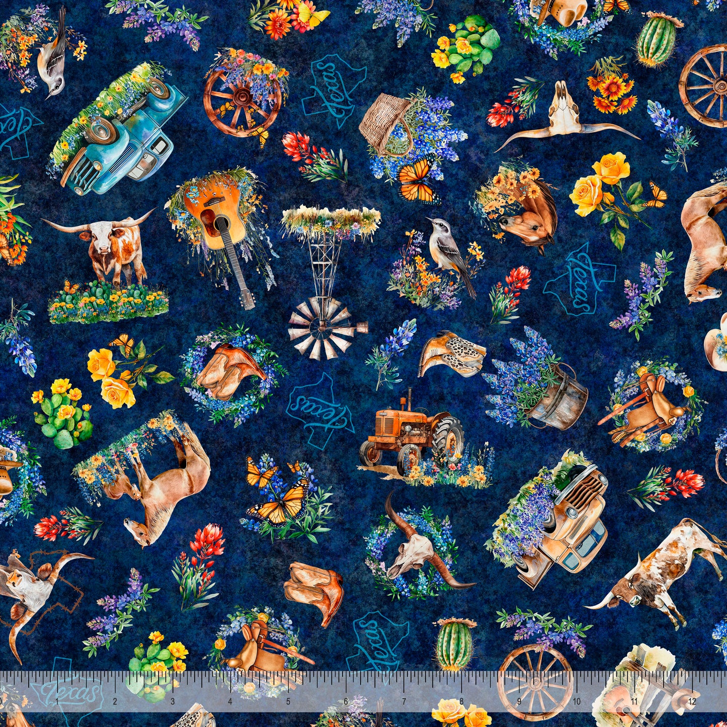 ALL TEXAS SHOP HOP 2026 Texas Vignettes Toss Navy PRE-ORDER