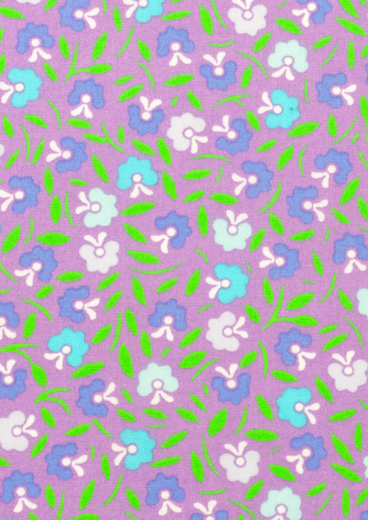 Cotton printed Petunia Lilac Yardage