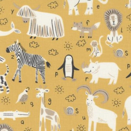 ABC XYZ Yellow Animal Yardage