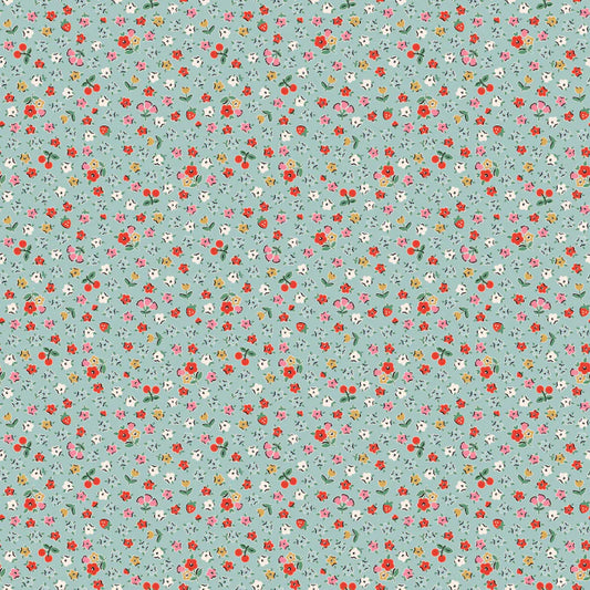 HOME SWEET HOME Bitty Blossoms Blue Yardage