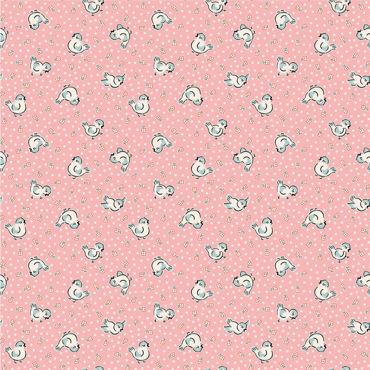 HOME SWEET HOME Bluebirds Pink Yardage