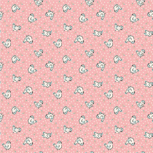 HOME SWEET HOME Bluebirds Pink Yardage