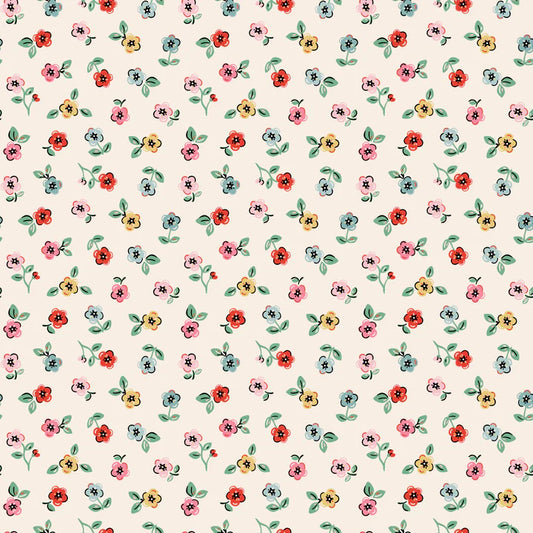 HOME SWEET HOME Cheery Florals Cream Yardage