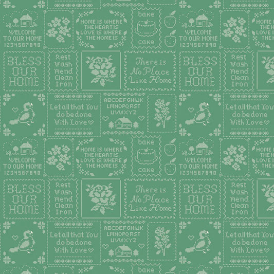 HOME SWEET HOME Cross Stitch Green Yardage