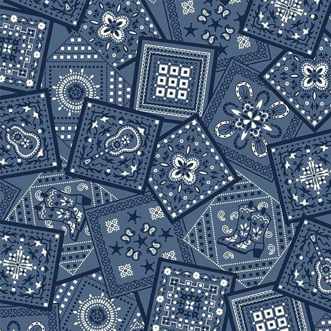 BUCKAROO Cowboy Bandana Denim Yardage