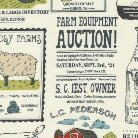 FARMSTEAD Porcelain Vintage Farm Advertisements Yardage