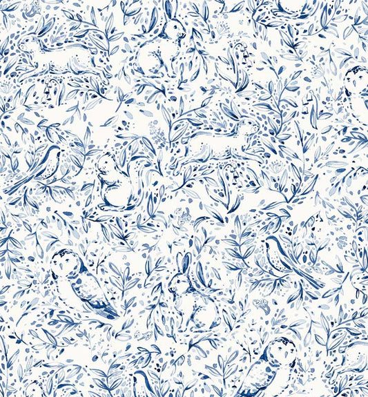 FOREST FAUNA Blue 108" Wide Yardage