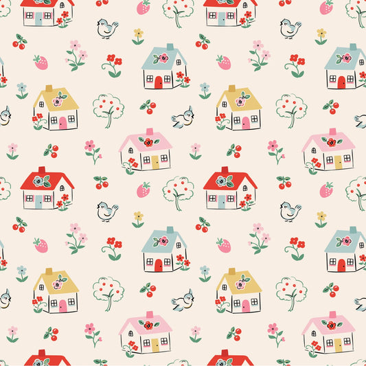 HOME SWEET HOME Happy Home Cream Yardage