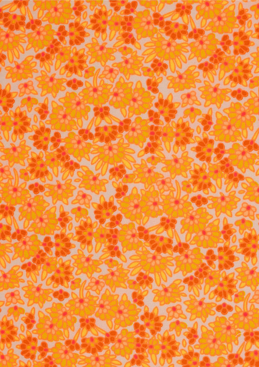 Cotton printed Calendula Yellow Yardage