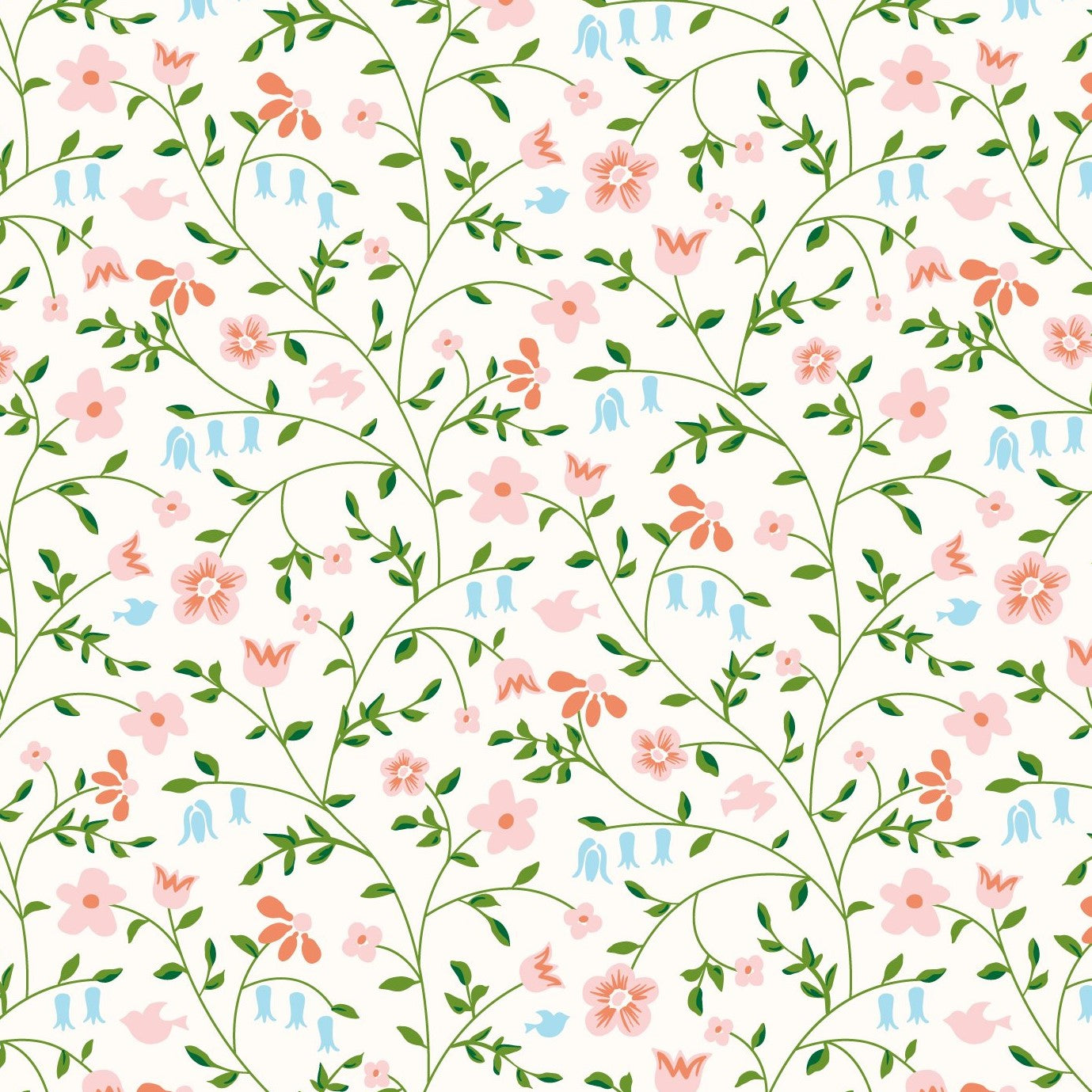 PICNIC Dainty Floral White Yardage