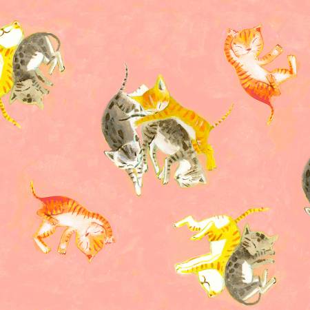 HEATHER ROSS BY HAND Salmon Barn Kittens Yardage