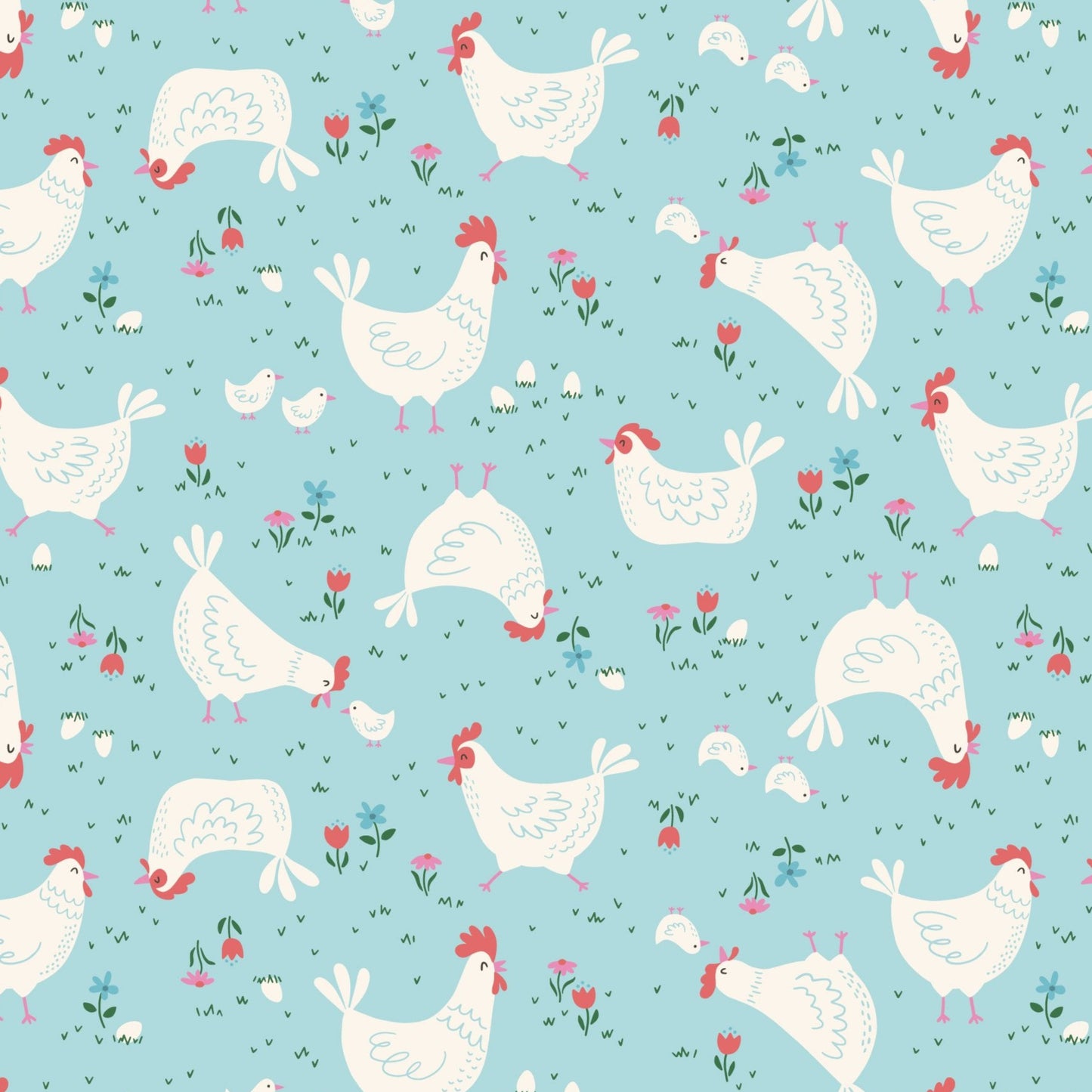 SPRING STRAWBERRIES Chickens Yardage