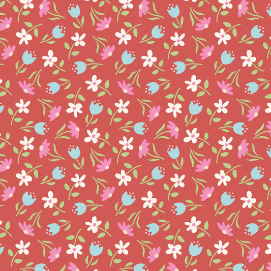 SPRING STRAWBERRIES Floating Flowers Yardage