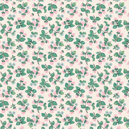 HOME SWEET HOME Strawberry Cake Cream Yardage