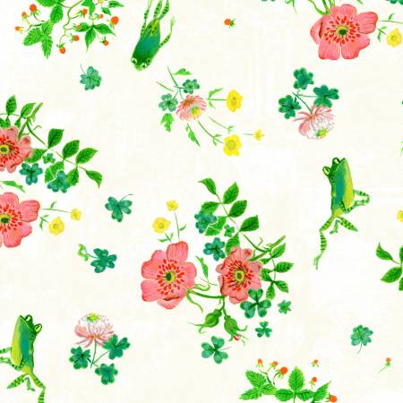 HEATHER ROSS BY HAND White Frog Spring Yardage